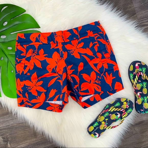 J. Crew Pants - NWT J.Crew red & blue floral pattern chino shorts